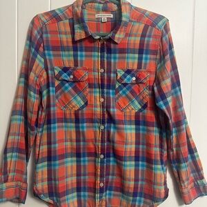American Eagle Outfitters Colorful Plaid Button-Up Shirt